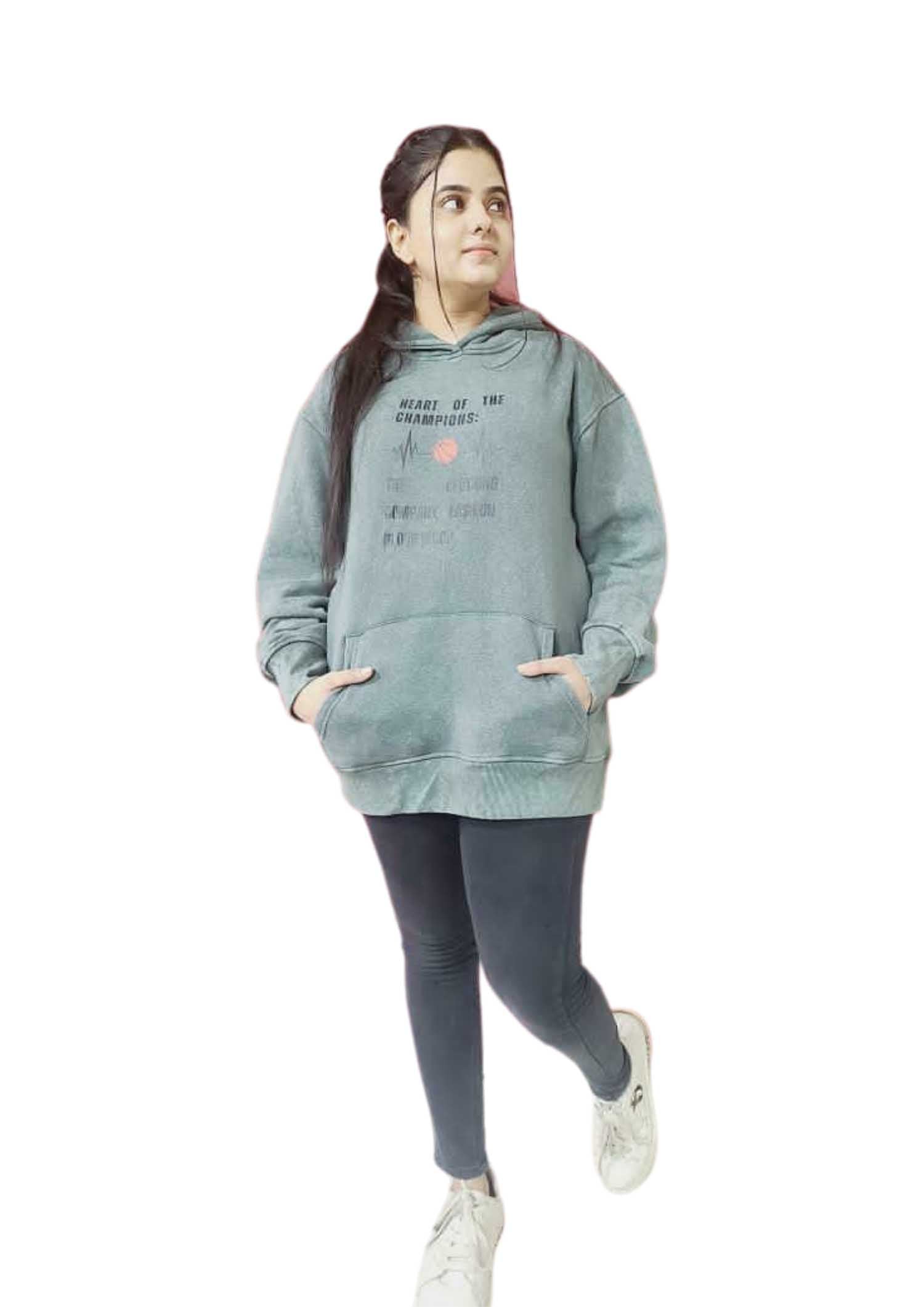 Snowy Green Hoody Acid Wash