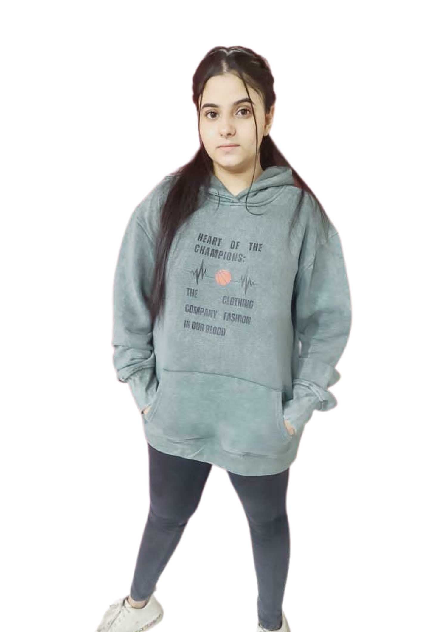 Snowy Green Hoody Acid Wash