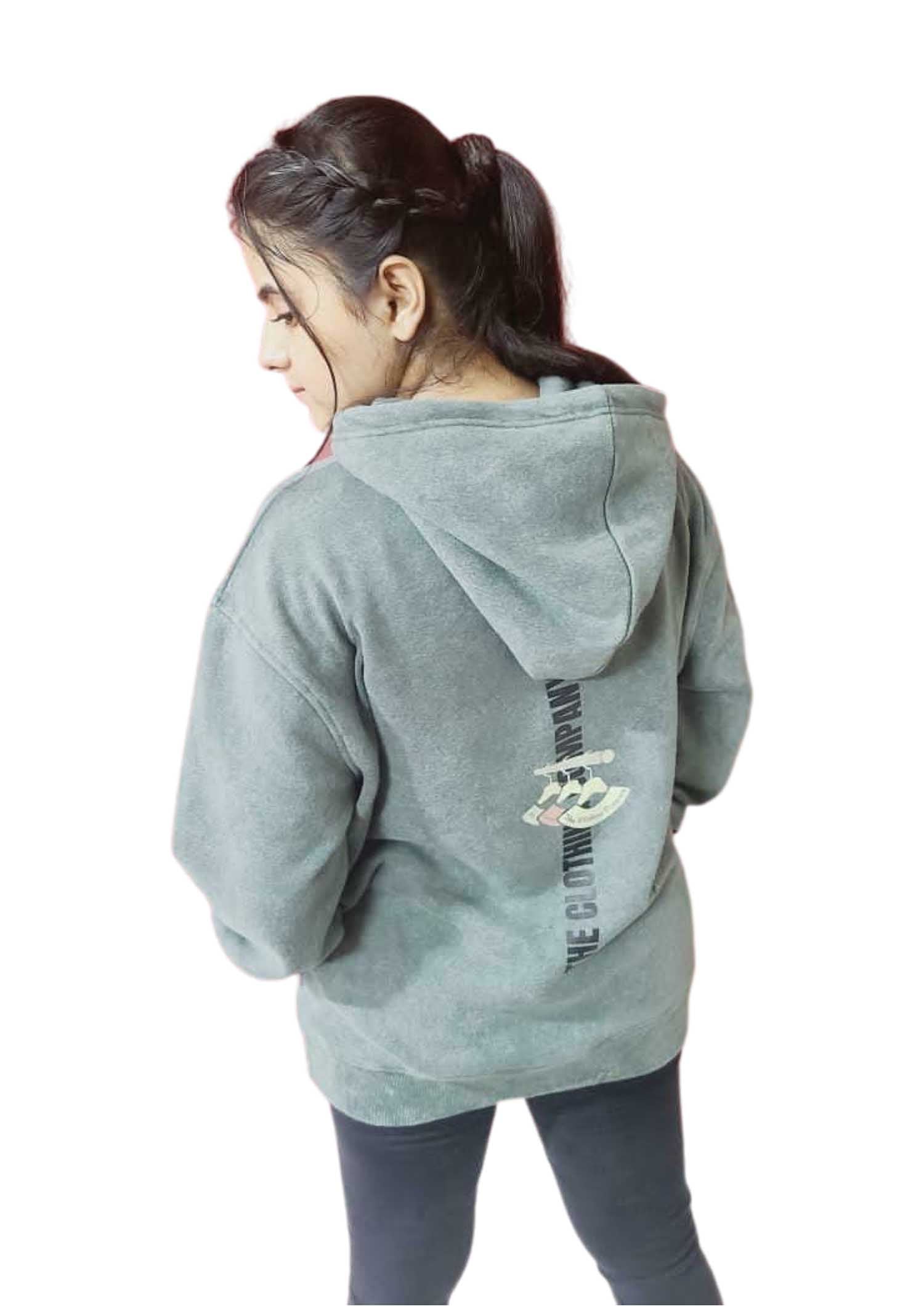 Snowy Green Hoody Acid Wash