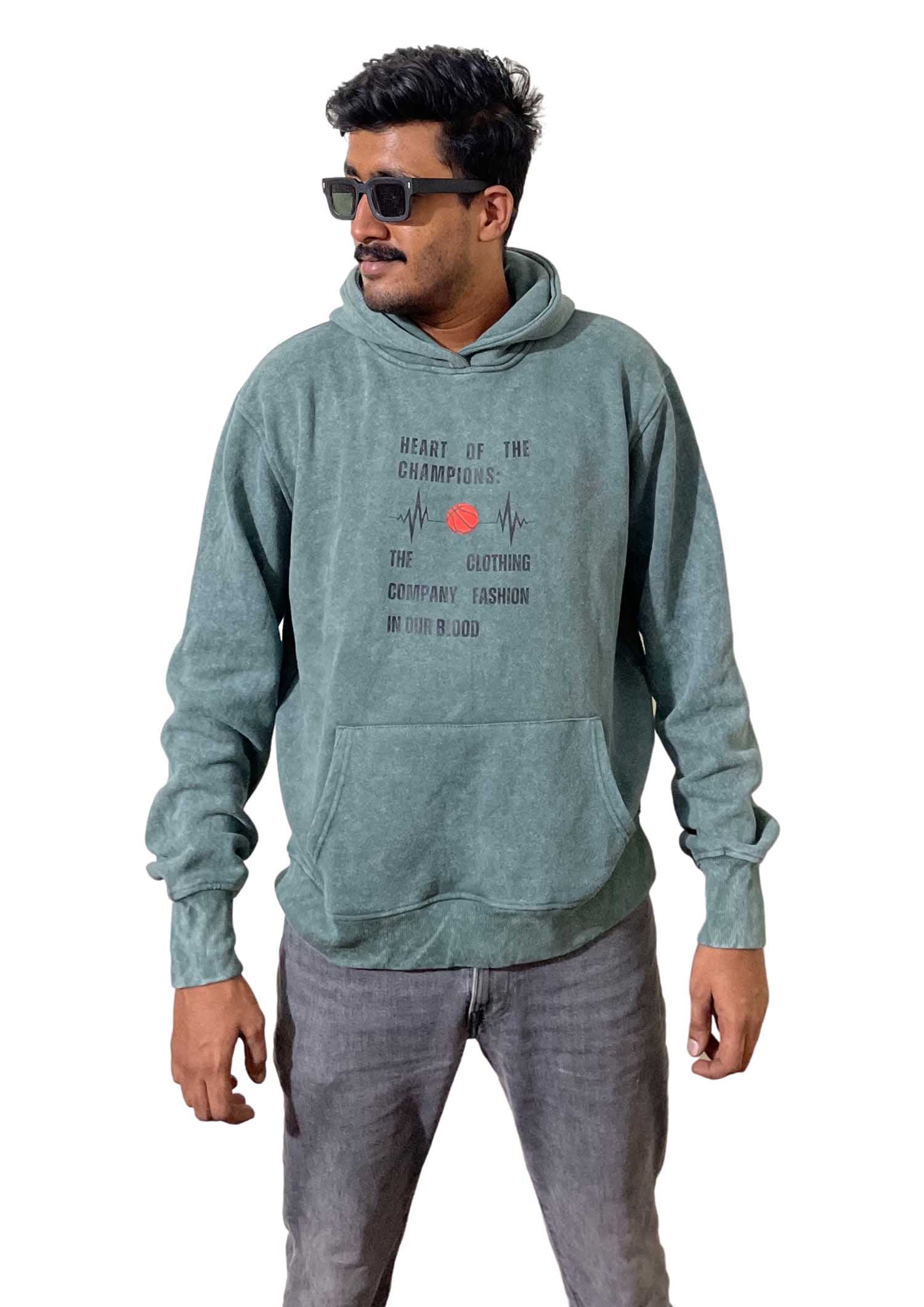 Snowy Green Hoody Acid Wash