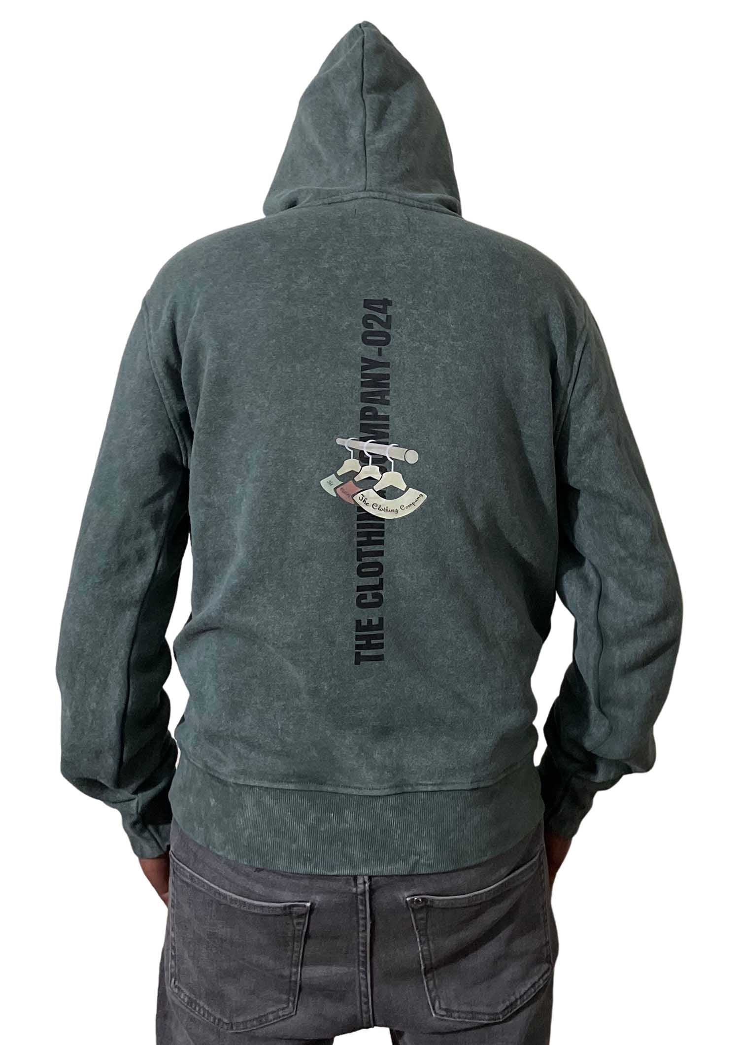 Snowy Green Hoody Acid Wash