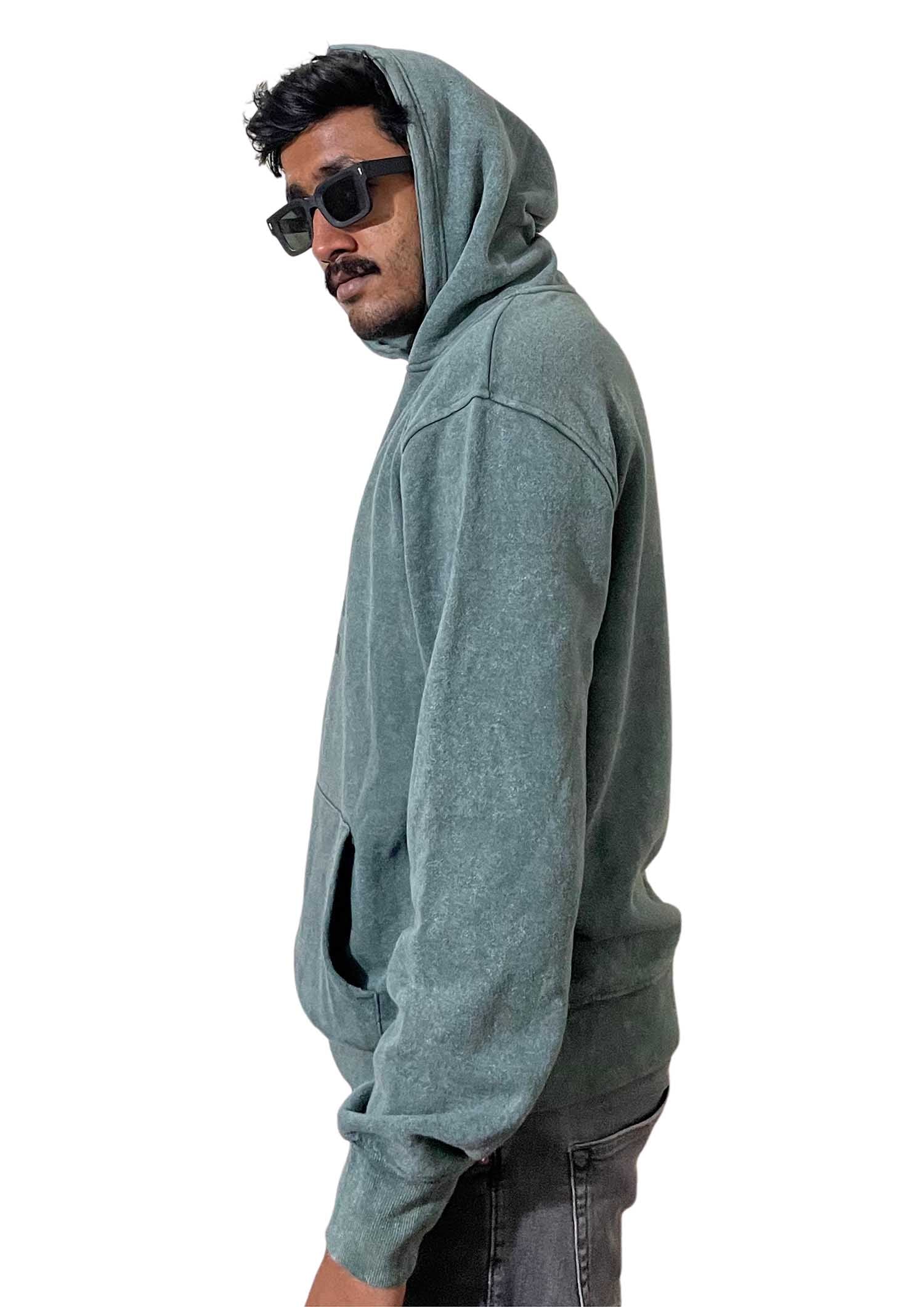 Snowy Green Hoody Acid Wash