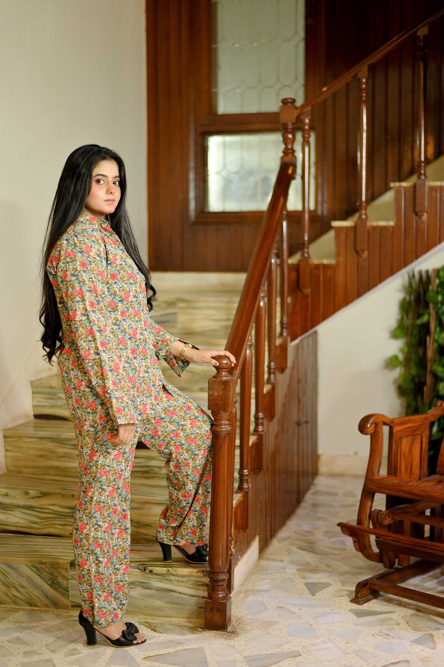 Pariezay All-Over Printed 'Pury Din K Lye' Shirt Inner T-shirt & Straight Trouser
