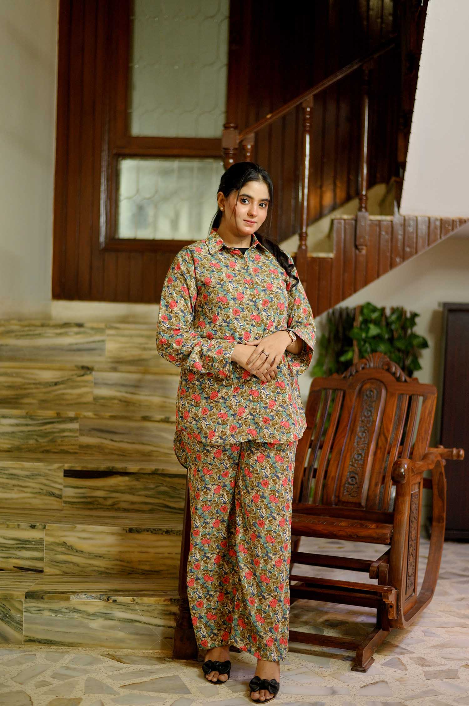 Pariezay All-Over Printed 'Pury Din K Lye' Shirt Inner T-shirt & Straight Trouser