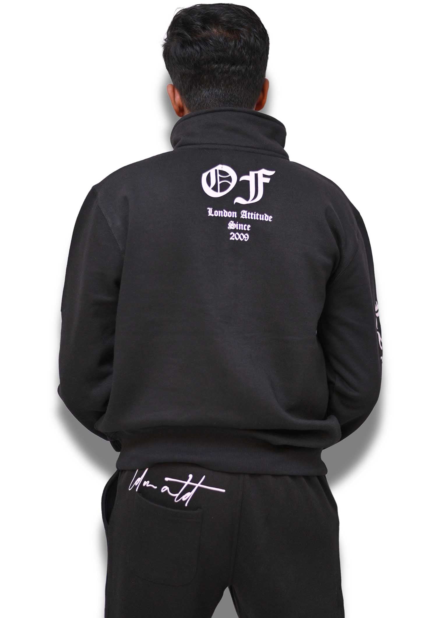 Fashion Zip Thru High Neck Sweat - Black