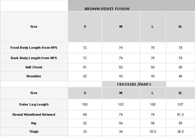 Brown Velvet Co-ord Set with Fusion of Straight & Bootcut Trousers