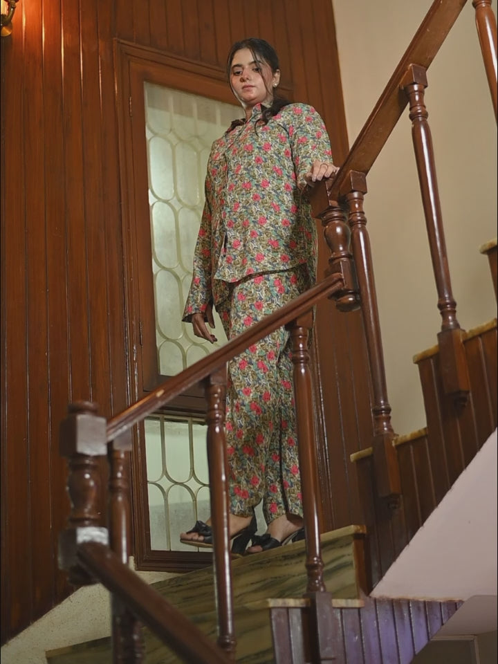 Pariezay All-Over Printed 'Pury Din K Lye' Shirt Inner T-shirt & Straight Trouser